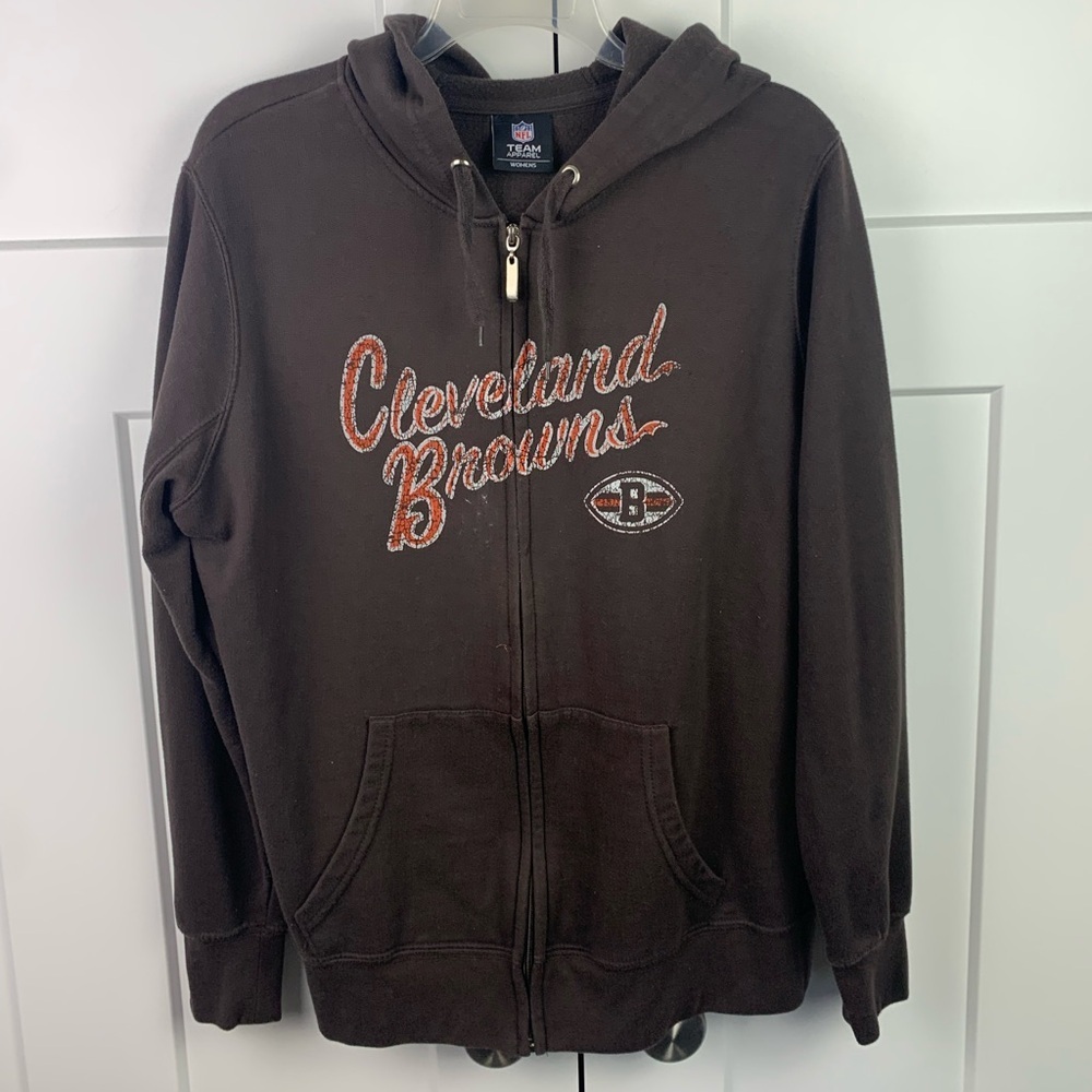NFL Cleveland Browns Women’s XL Zip Front Hoodie Sweatshirt Football Graphic - Picture 1 of 8
